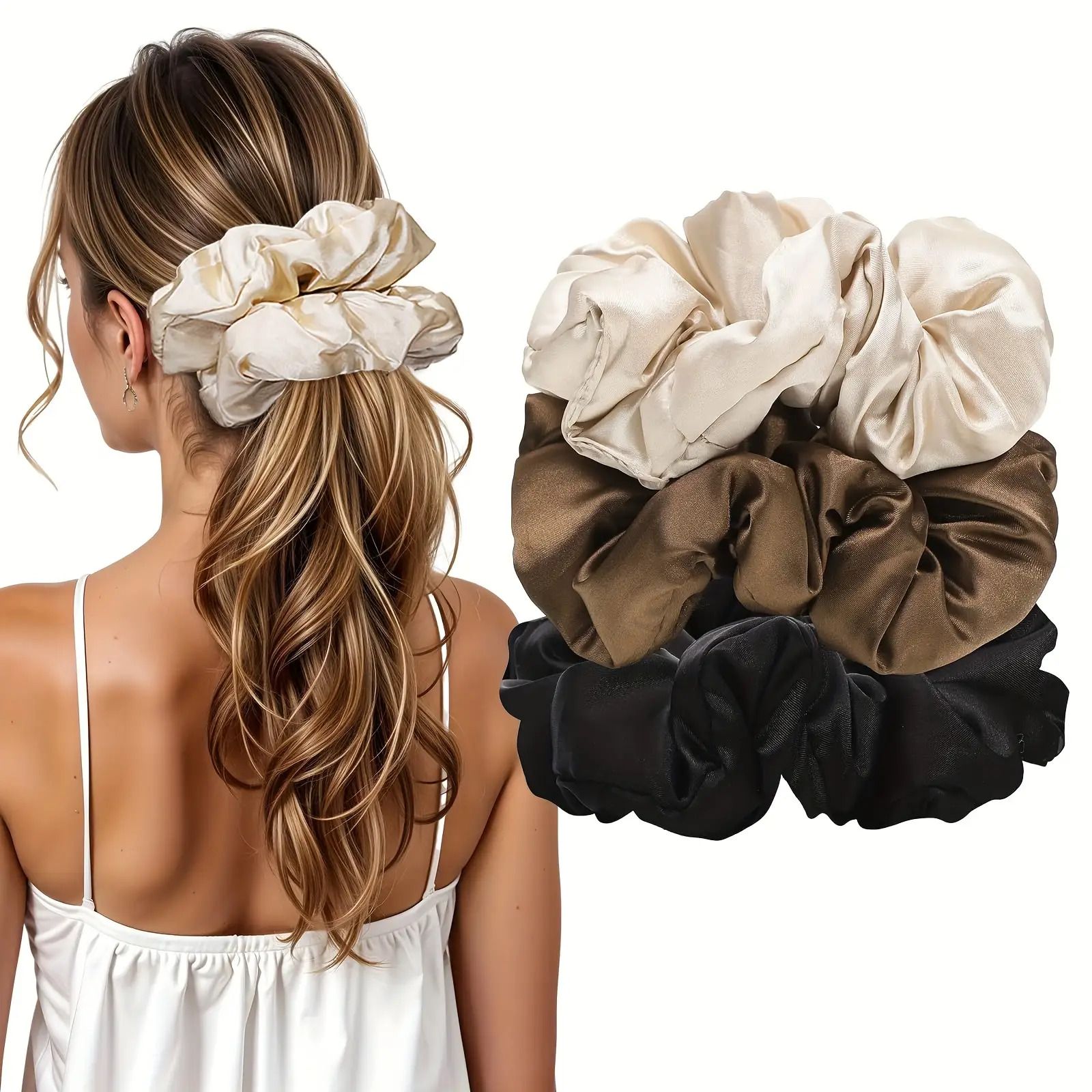 E-shop 3er-Pack Satin Darmhaarspangen, geeignet für Damen, übergroße Seiden-Schlafhaarspangen, ideal für dickes, lockiges Haar