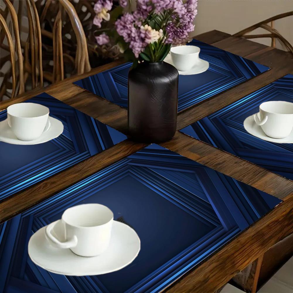 TEMU 4pcs Placemats, 12x18 Table Mats, Blue Vertical Lines Background Vector Presentation, For Holiday Dining Decor, Holiday Table Setting, Home