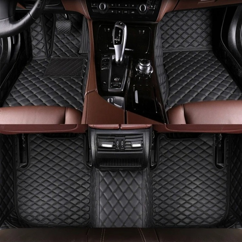 TEMU Faux Pu Faux Pu Leather Car Floor Mats For 2018-2023 2022 2021 2020 2019 Auto Foot Pads Automobile Carpet Cover Interior Additions