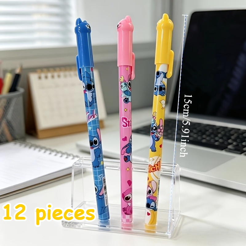 12pcs Blue Erasable Pen Set with Cartoon Pattern