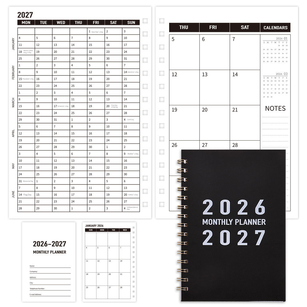 TEMU 2026-2027 Monthly Planner With Pvc Cover, Durable 24-month Calendar From Jan 2026 To Dec 2027 For Daily Schedule And Time Management, Essential