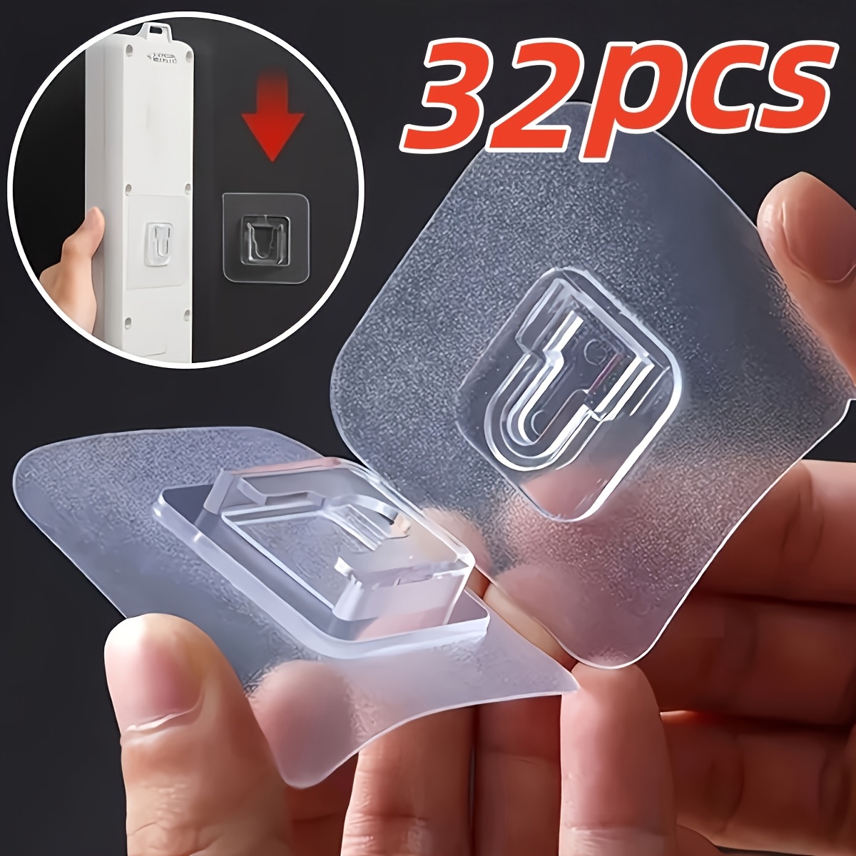 Temu – TEMU 32pcs Set Of Practical Hooks, , , Plastic Brackets, Suitable For Routers, Sockets, Picture Frames, Remote Controls, Waterproof, Suitable For