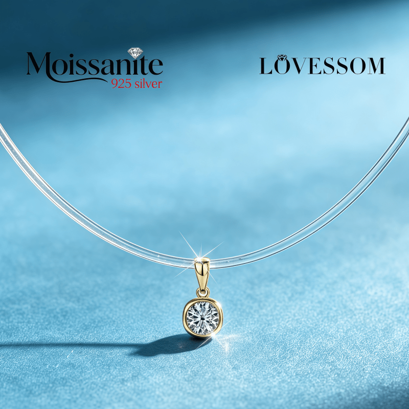 2 Carat Moissanite Invisible Fishing Line Necklace