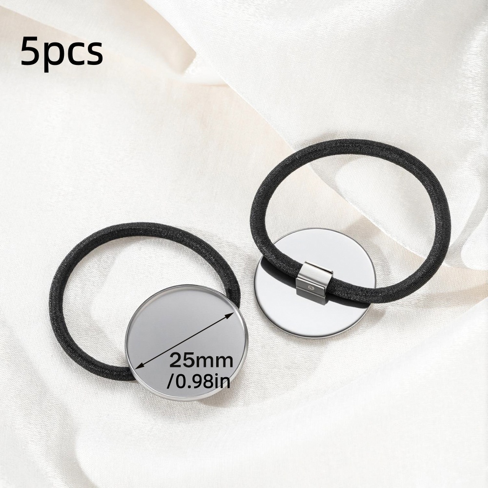 TEMU 5 piezas/ Base elástica circular de acero inoxidable para cordón de pelo/Adiciones para adornos de pelo hechos a