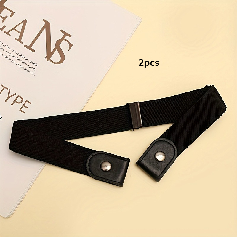 Image of 2026 New 2pcs Unisex No-buckle Elastic Belts - Adjustable Waistbands, Plus-size Friendly, Comfortable No-bulge Fit For Jeans, Trousers, Work, Travel, Driving & Daily Wear