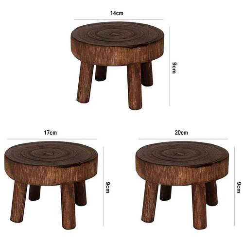 1pc solid wood round plant stand with multi tier display shelf stool sturdy 4 legged floor protector decorative indoor use for flower pots aquariums fountains modern rustic farmhouse wood grain multi functional furniture sizes durable stable room balcony garden decor