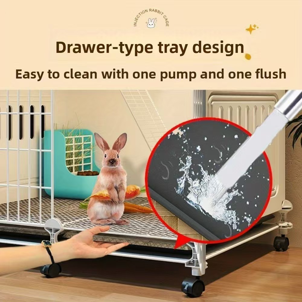 Grote dubbellaagse konijnenkooi/villa