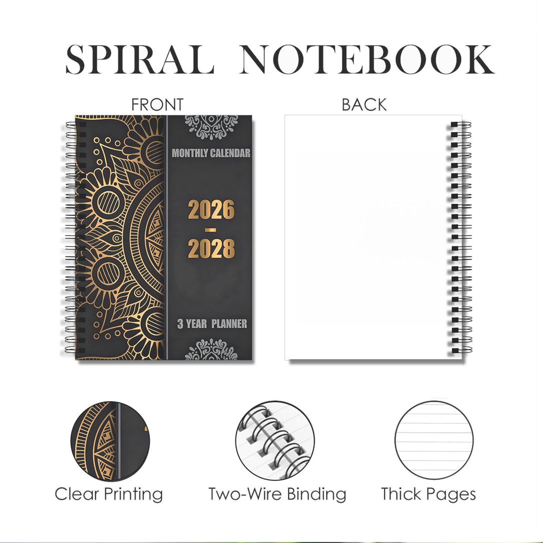 TEMU 1 Agenda Compact Portable : Planificateur Mensuel et Hebdomadaire 3 Ans 2026-2028, Couverture Dorée, Journal Non Daté, Calendrier Annuel, Listes