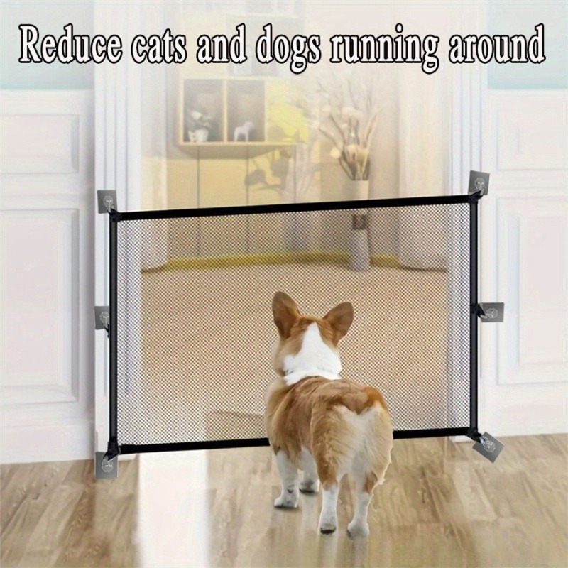 TEMU Barrière de sécurité pliable pour animaux de compagnie - Universelle pour chats et chiens, installation perçage, hauteur réglable, barrière en
