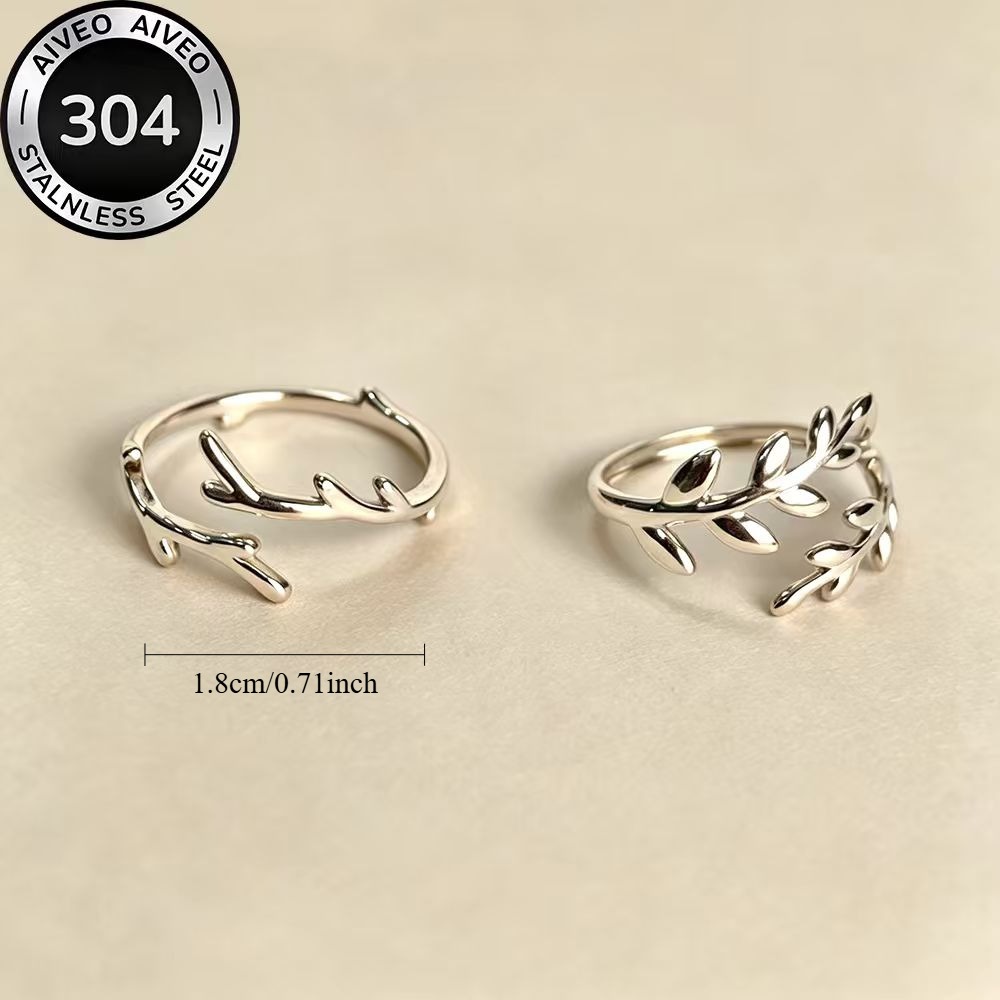 2pcs Golden Stackable Open Ring Set, Low-Allergy Stainless Steel