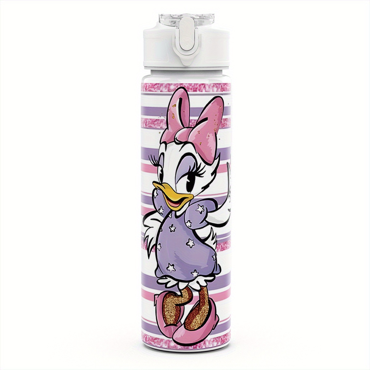 TEMU 1pc Plastic Water Bottle, Cartoon Print Design Plastic Sports Water Bottle, , Reusable Water Bottle, Lightweight Leak-proof Travel Beverage