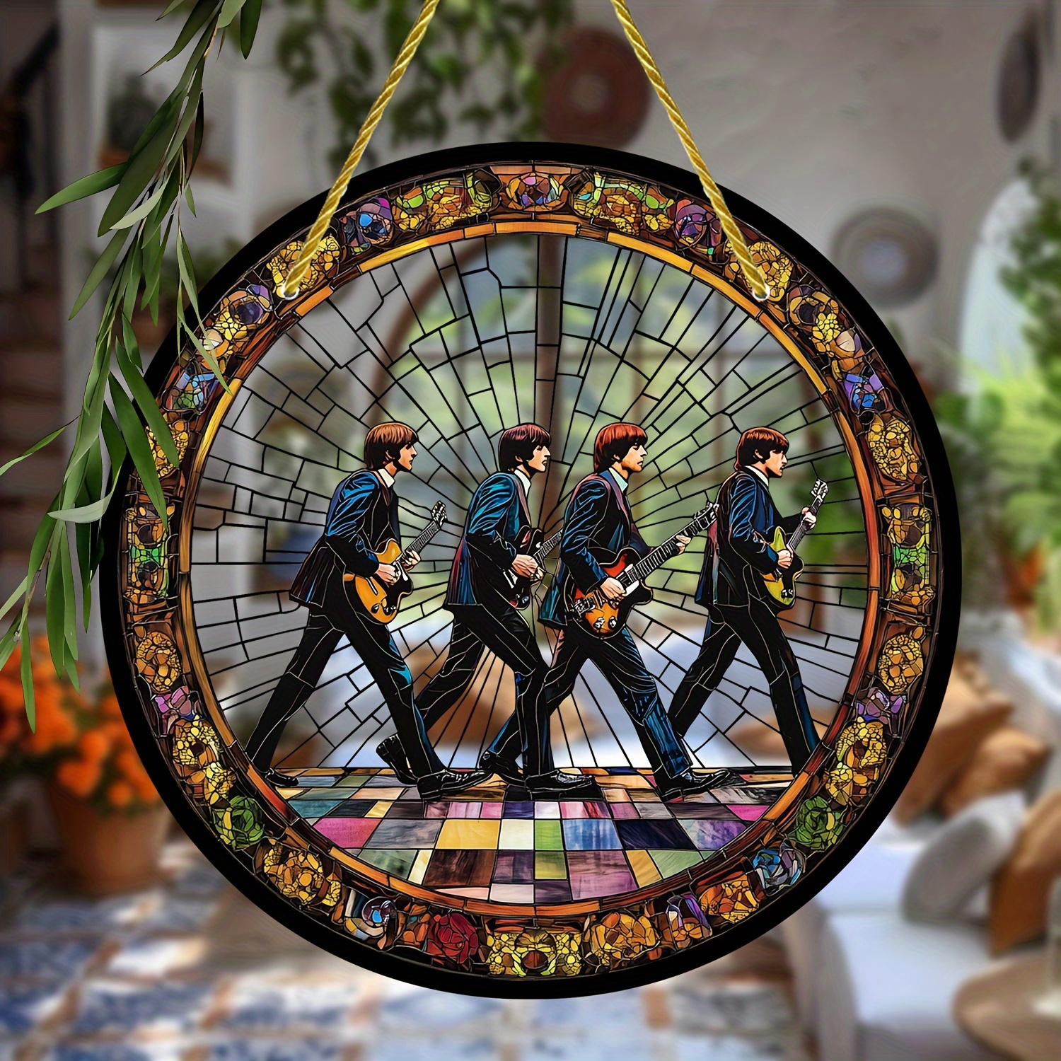 

1pc, 8-inch Acrylic , Stained Glass Design, Plastic Hanging Window Decor, Ideal For Home, Porch, Garden, Prom Gift For Music Enthusiasts