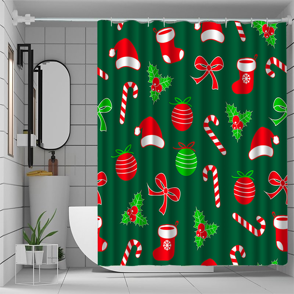 TEMU Jit1pc Shower Curtain With A Christmas Design, A Luxurious And Stylish Addition To Your Bathroom, Versatile For Various Uses, Featuring