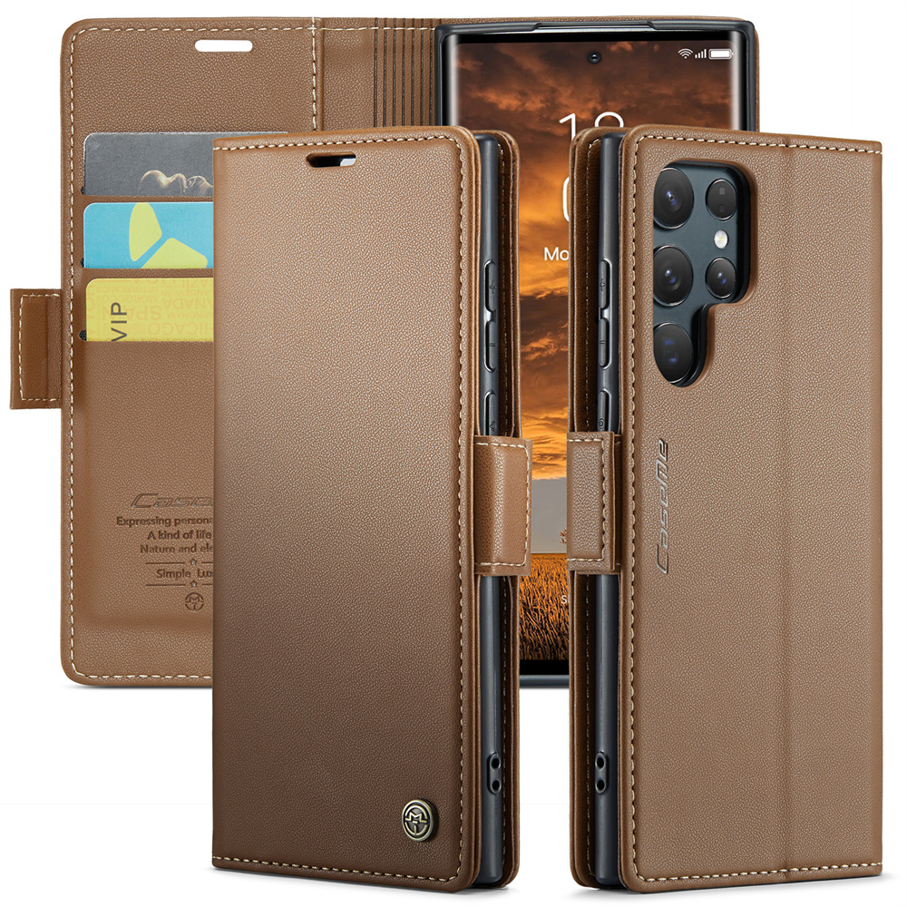 Phone Case - Case For S25 Ultra 5g Premium Faux Leather Flip Rfid Protective Cover With Magnetic Card Holder Stand Function Cover