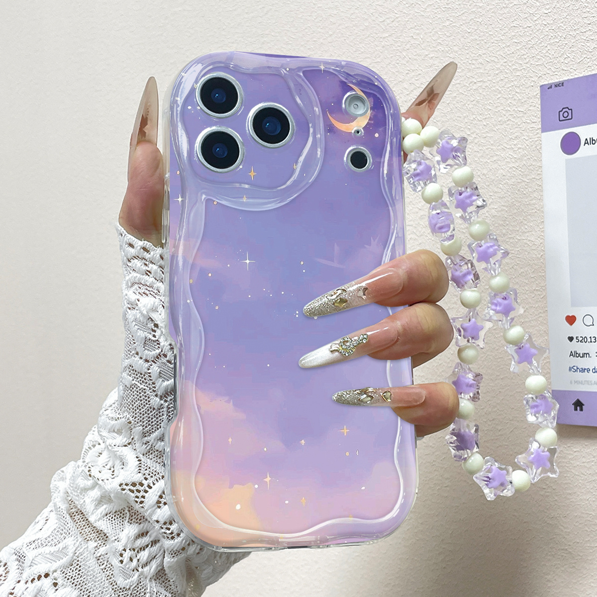 TEMU Phone Case - This Adorable Doodle Phone Case Features A Stylish And Sturdy, With Cute Prints And A Strap Chain, Suitable For Series 11 To 16/17