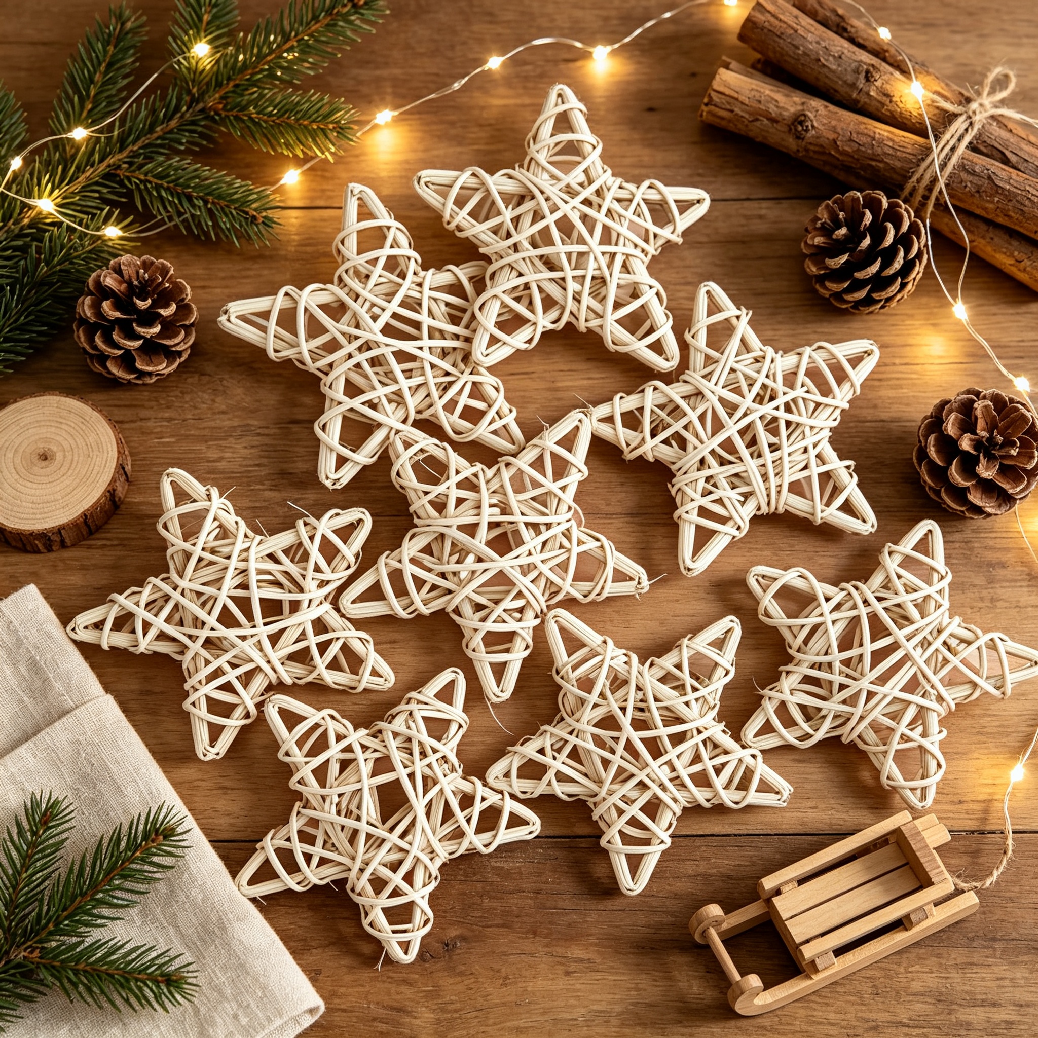 TEMU 8 pezzi di ornamenti a stella in rattan a , decorazioni a stella da 10 cm, decorazioni in stile per fattoria, per il Ringraziamento, Natale,