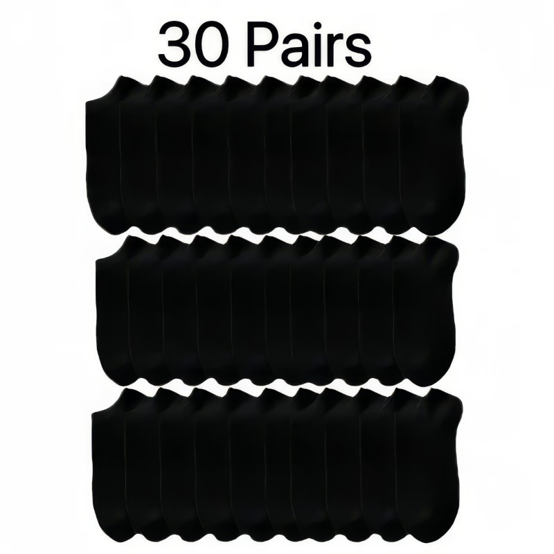 TEMU 30 Pairs Black White Gray Socks - Soft Comfortable Short Foot Socks, For Sports, Boots & Sneakers | Solid Color For Wear | Versatile For S,