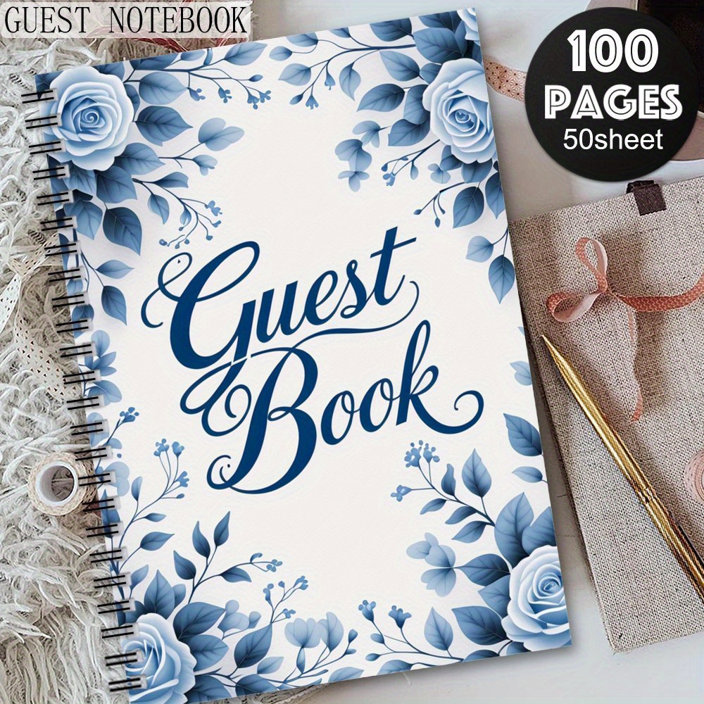TEMU 1pc Aesthetics Guestbook Spiral Notebook Journal, Registry For A Wedding, Bridal Shower, Newborns Shower, Graduation, Birthday, Funeral,