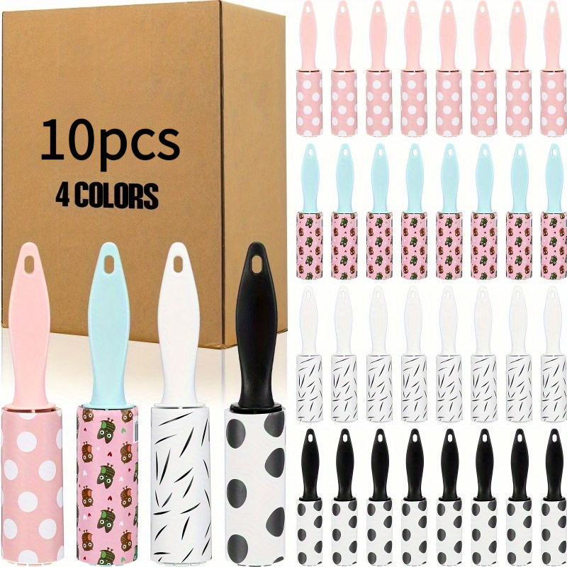 TEMU 10pcs Of Mini Portable Lint Rollers, Adhesive Paper For Removing Pet Hair - Travel-sized, Suitable For Clothing, Furniture, Car Seats, Gift Bags