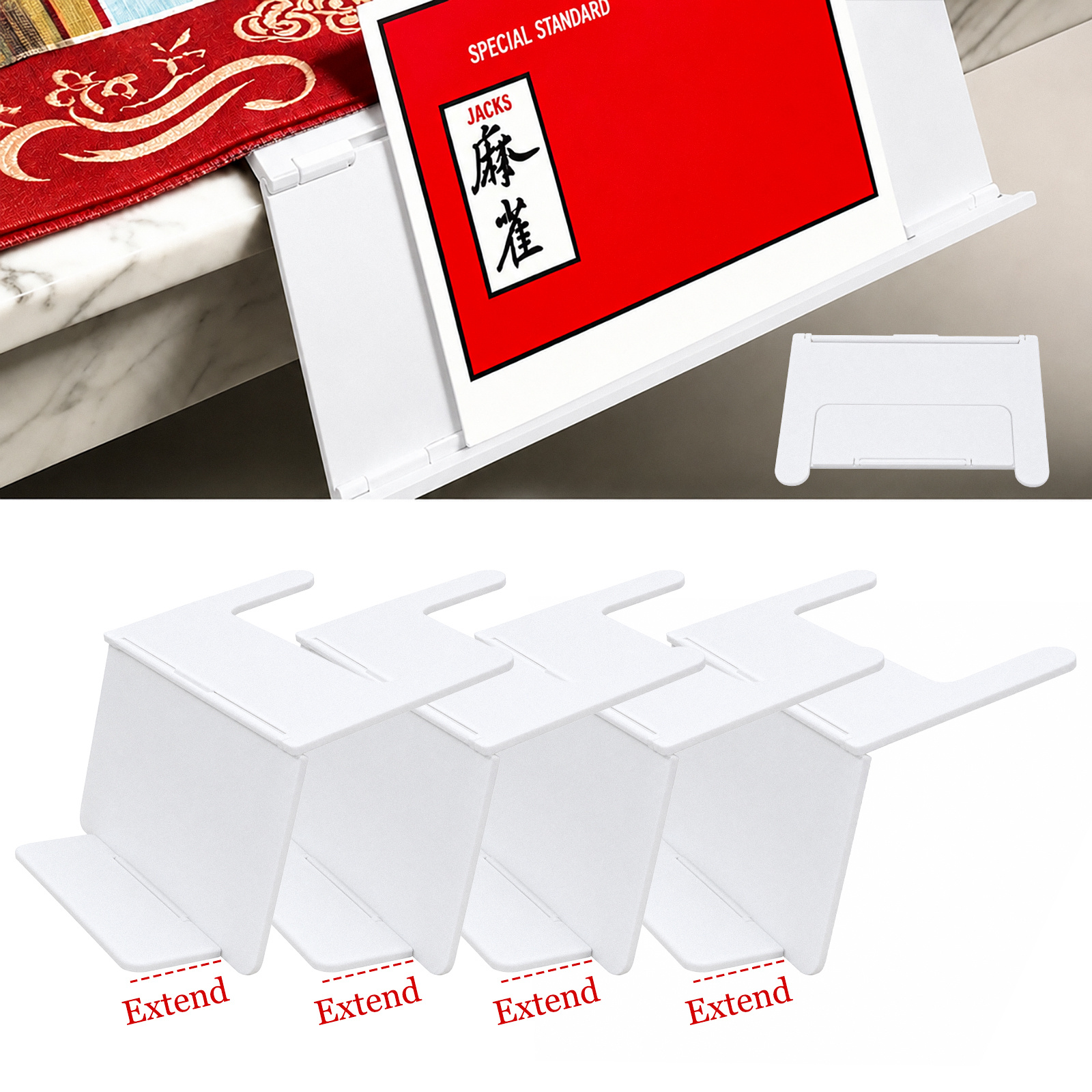 TEMU 4pcs Party Card Holder For Table, Mahjong Card Holder For Table, Foldable 3d Printed For American Mahjong Mat, Space-saving Angled Stand Fits