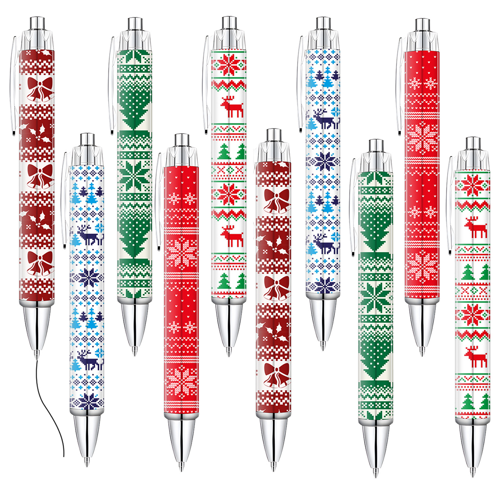 TEMU 5pcs/10pcs 5/10pcs Christmas Ballpoint Pen Retractable Gel Ink Pen Cute Santa Claus Pen Black Ink Pen Adult Stationery Writing Christmas Home
