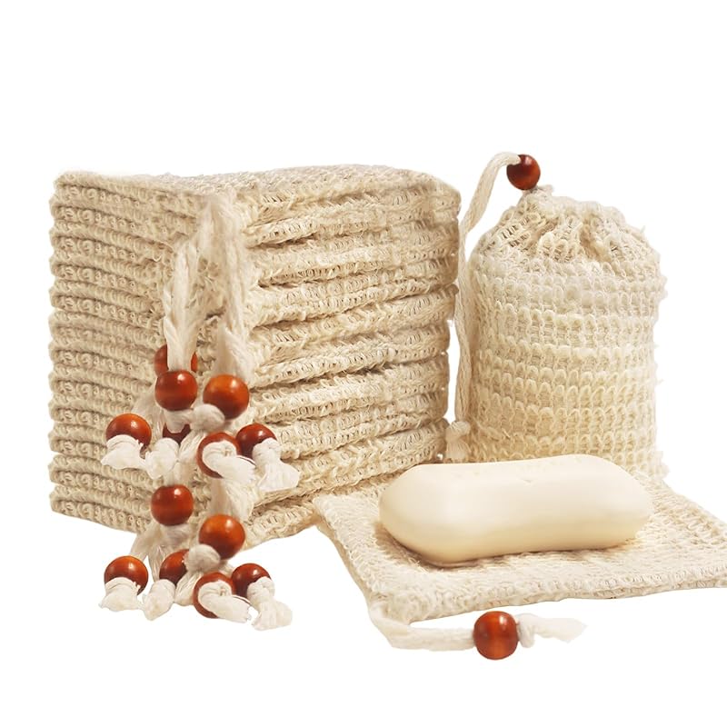 E-shop 8 Stk./20 Stk. Sisal-Seifenaufbewahrungsbeutel, geeignet für Seifenstücke, Bio-Seifenbeutel für Peeling-Schaum lufttrocknende Seifenstücke,
