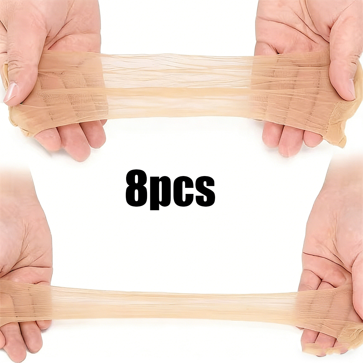 Image of Set Of 8 Invisible Hair Nets, Made Of Elastic Nylon, Breathable Nude , Ultra-thin Transparent Lace For Hair Extensions, Styling And Festive Updos, Comfortable For , A Great Gift Option