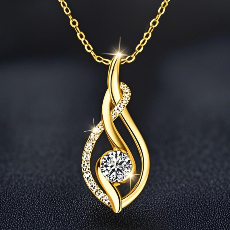 TEMU une chaîne avec pendentif en argent 925, d'une moissanite ronde de 0,5 ct, fixée sur branches. Conçue pour et les femmes, elle est un accessoire