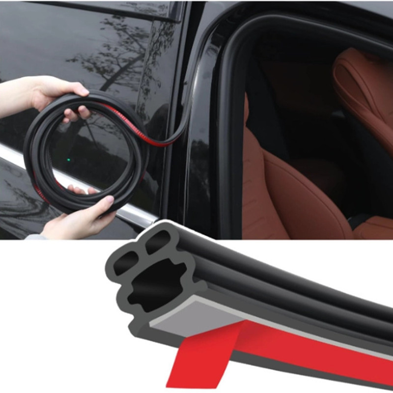 

Geilivity 5m/196inch Double-layer Car Door Trunk Seal Strip, Self-adhesive Synthetic Rubber, Dustproof Soundproof Auto Accessory