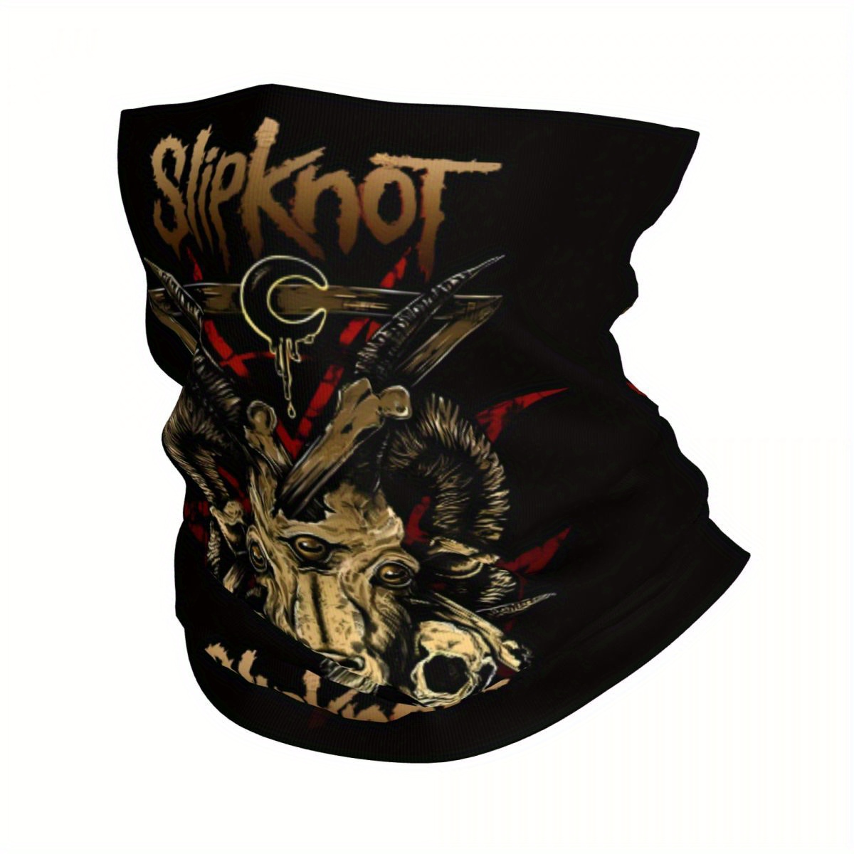 

[ ] Slipknot Vintage-inspired Polyester Band Scarf Neckerchief - Black With Goat Head Graphic, Knit Lightweight Face Mask For Men