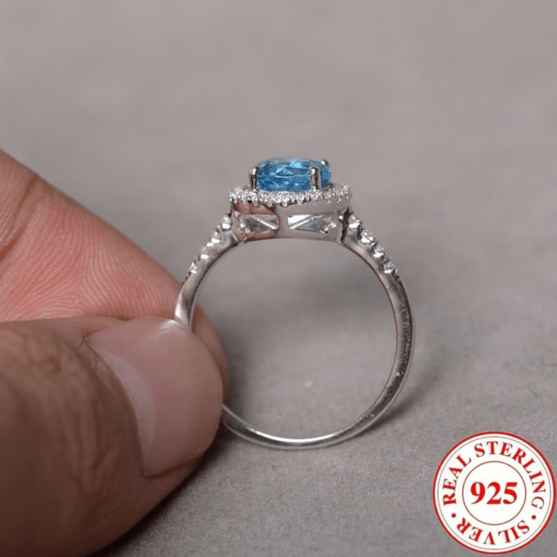 925 Sterling Silver Round Geometric Women's Ring for Party Engagement Gift