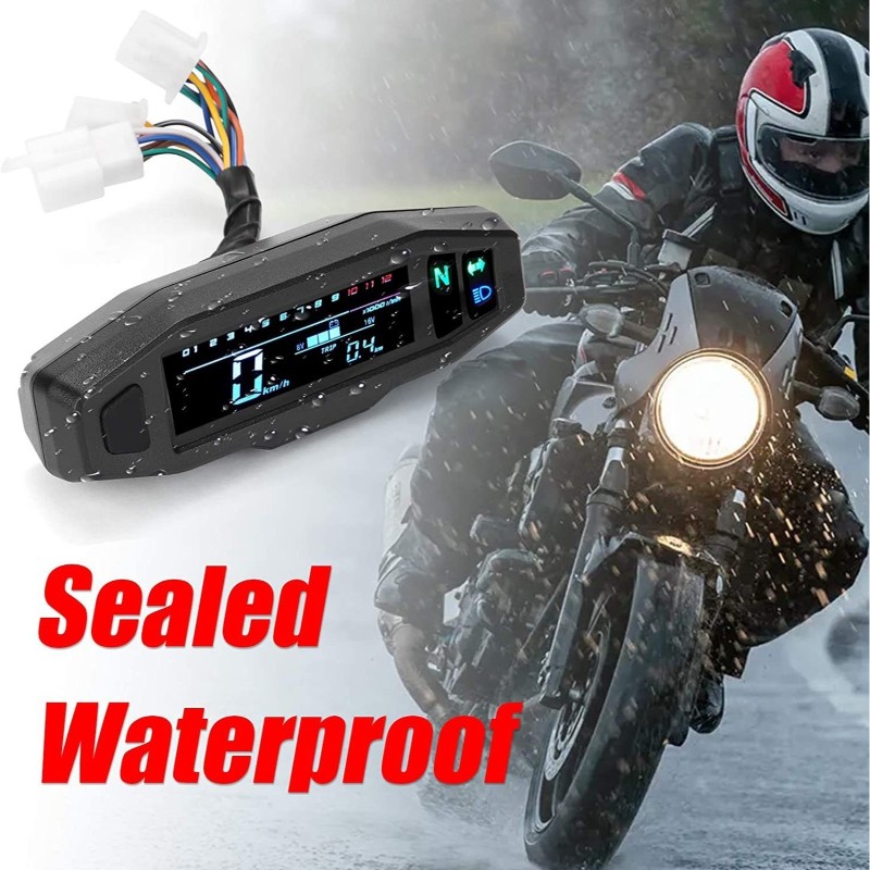TEMU Universal Digital Speedometer Panel For Motorcycle, For Atv, Pit Bike, Moped - Clear Lcd Display, Waterproof, , Without Battery