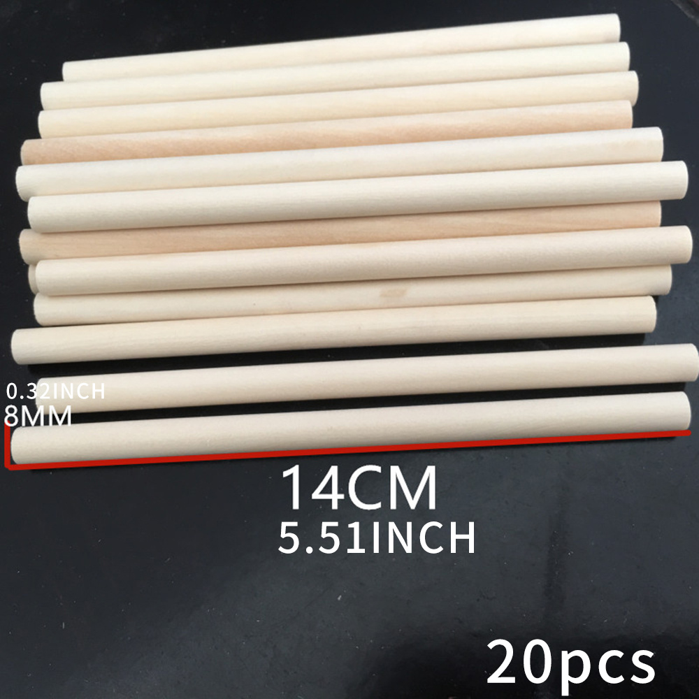 Image of 20pcs 140*8mm Model Wooden Stick High Quality Solid Wood Round Wooden Stick Diy Model Long Wooden Stick Wooden Crafts Creative