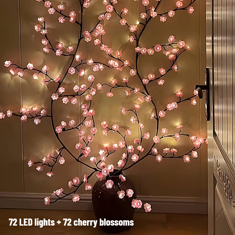 144-light Cherry Branch Led String Lights | Flexible Vine Design With 8 Flashing , Usb Powered, Ideal For Bedroom, Living Room, Wall, Party, Valentine's Day, Wedding Decorations