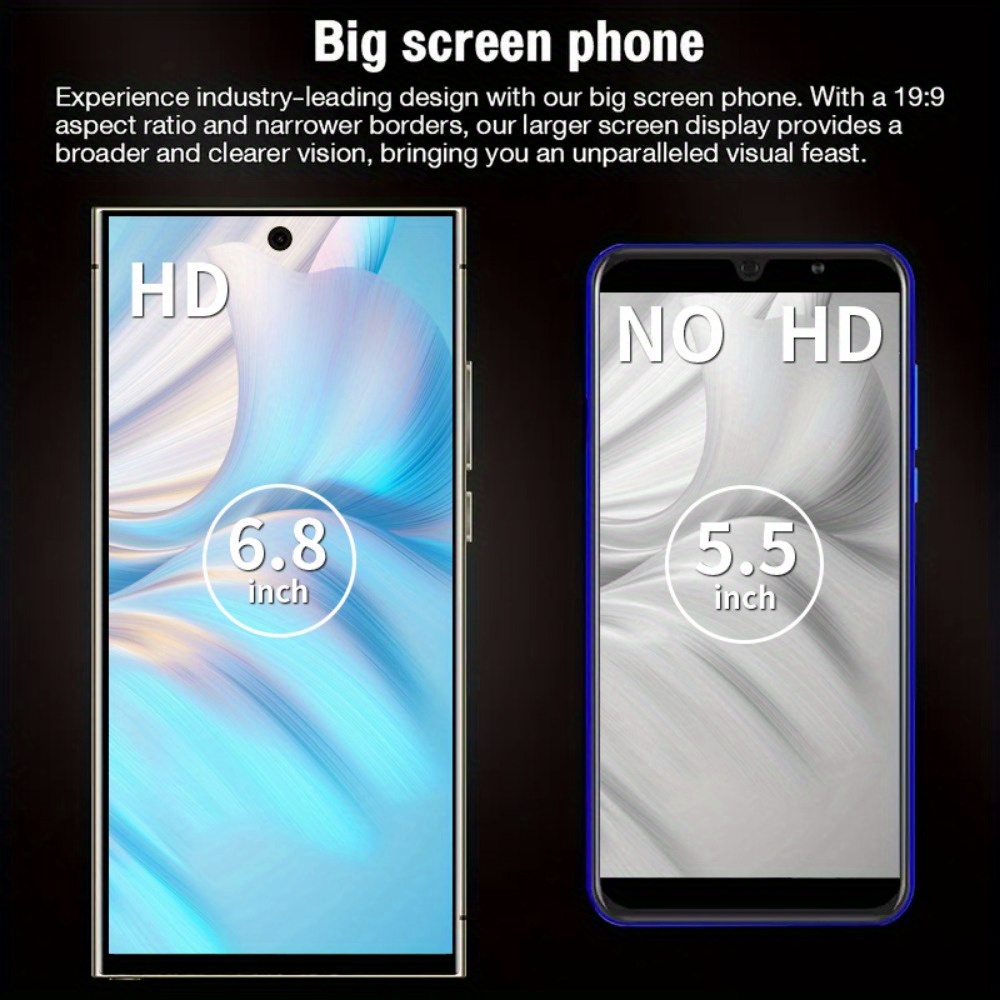 Ultra unlock smart 5G mobile phone, dual SIM, dual standby, 6.8-inch HD display, 8GB+256GB storage space, HD camera and 6, 500mAh battery, built-in stylus, support for global unlock, 2025 new Android 13 smartphone, face recognition, fingerprint unlock