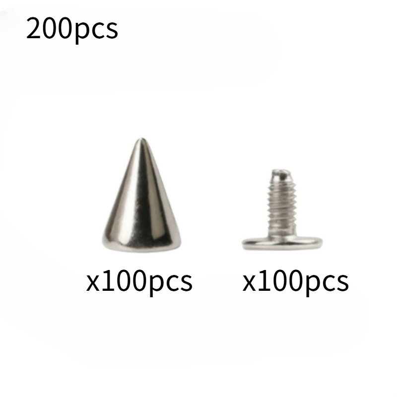 TEMU 200pcs Punk Style Tapered Rivet And Screw Back Buckle, Suitable For Handicrafts, Clothing, Synthetic Leather, Luggage, Footwear Alloy Materials,