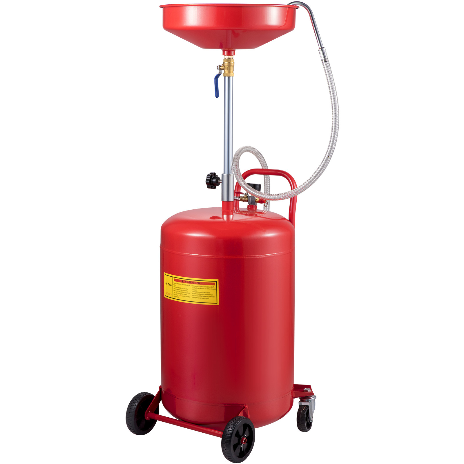 TEMU Vevor 20-gallon Portable Waste Oil Drain Tank, Air-operated Oil Drainer For Oil , Fluid Transfer Container With Adjustable Funnel Height And Wheels For Convenient Oil Disposal