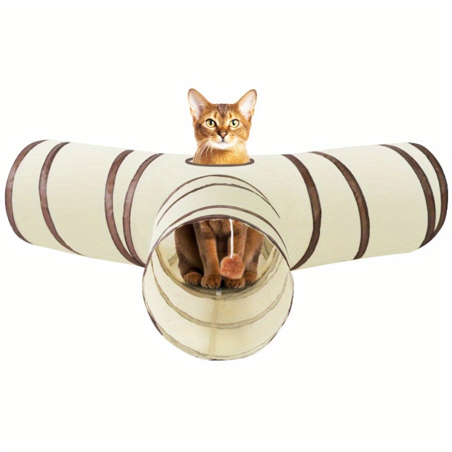 

Collapsible Cat Tunnel Toy, Striped Polyester Play Tube For Cats, Foldable And Portable Tunnel For Sleeping And Play