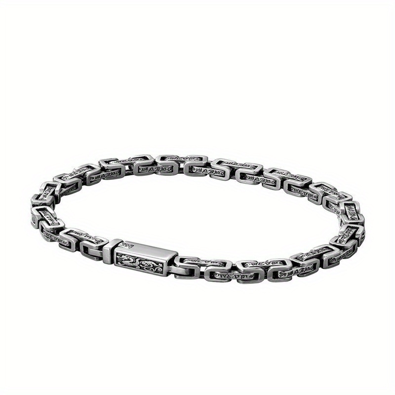 TEMU 925 Silver Vintage 6 Character Ring Sleeve Hip Hop Men's And Women's Bracelets Fashionable Design Sense Of Fine Jewellery Birthday Gift Holiday