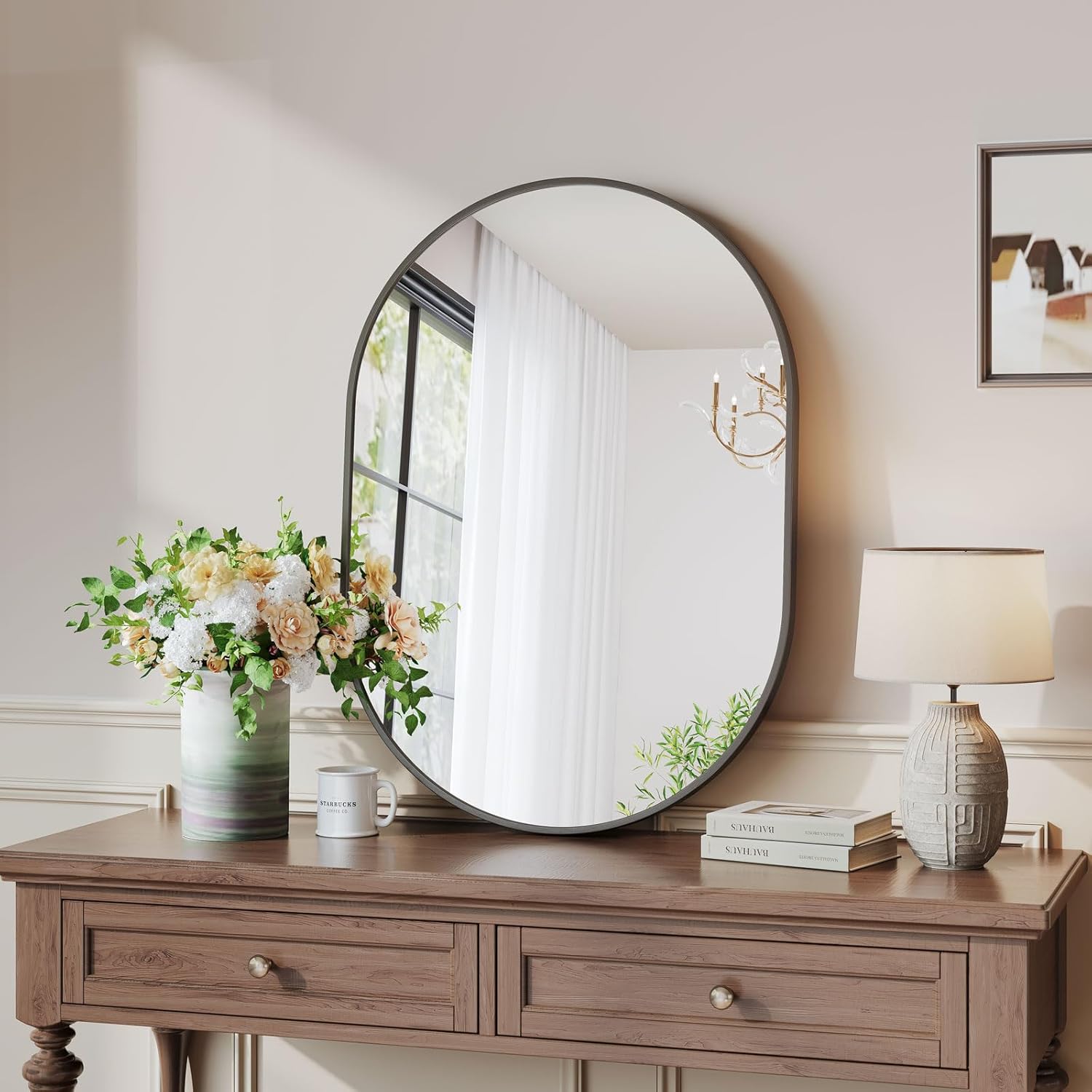 50 x 70cm Oval Wall Mirror for Living Room & Bedroom
