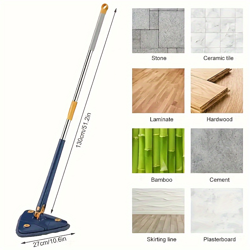 1set, Triangle 360° Rotating Cleaning Mop, Long Handle Floor Mop,... product image 4