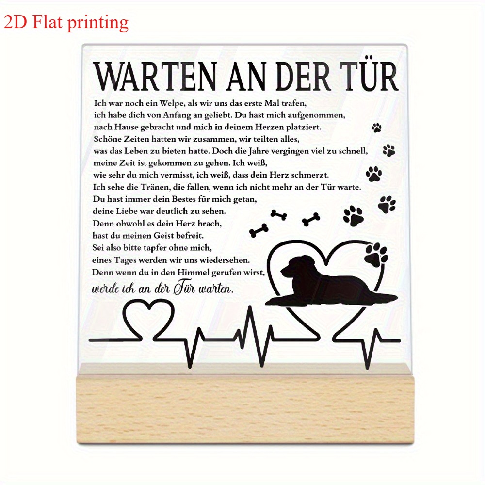 TEMU 2d Flat, 2d Flat Printing "waiting " Dog Silhouette & – Ideal For Home, Farmhouse, , Or Dog House Decor | Perfect Gift For Dog Lovers | Acrylic