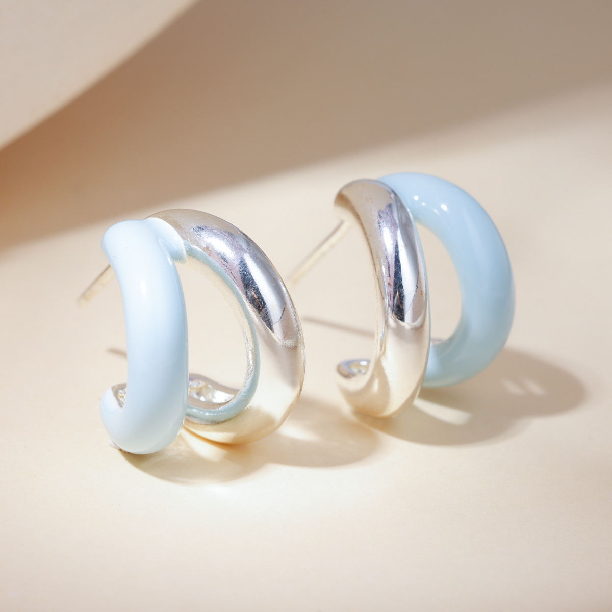 TEMU Pastel Enamel Double Hoop Earrings For Women, Cute Sweet Statement Jewelry Gift