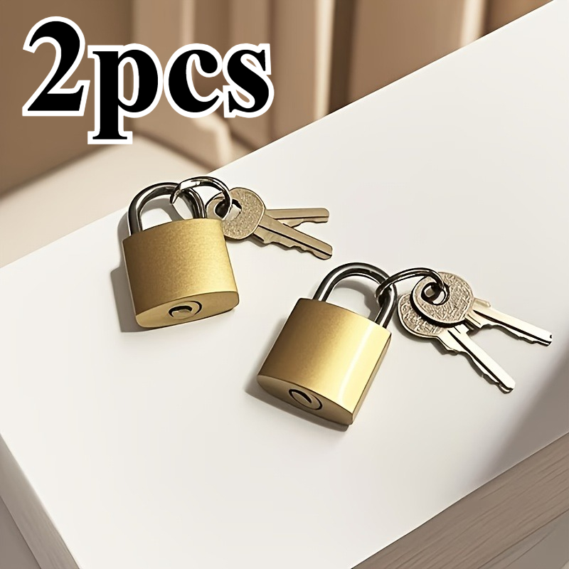 TEMU 2pcs Polished Brass Padlocks With 4 Keys, Compact Security Lock For Home, Outdoor Gate, Locker & Protection