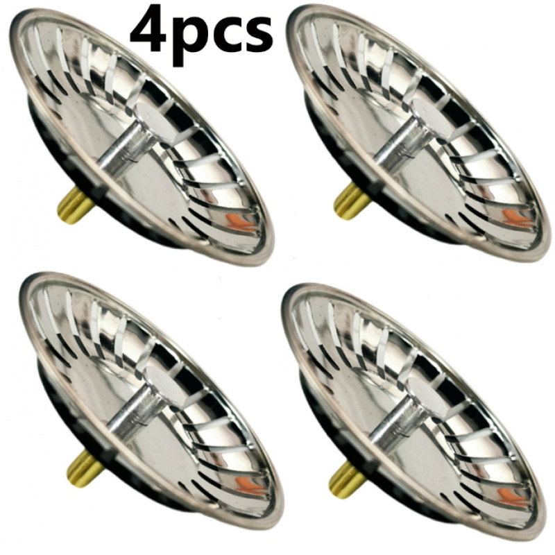 TEMU 4-pack High-quality Stainless Steel Sink Filter Plugs With Hair Collector, Fine Mesh, Anti-clogging, High- Drainage, Easy To Clean. Universal