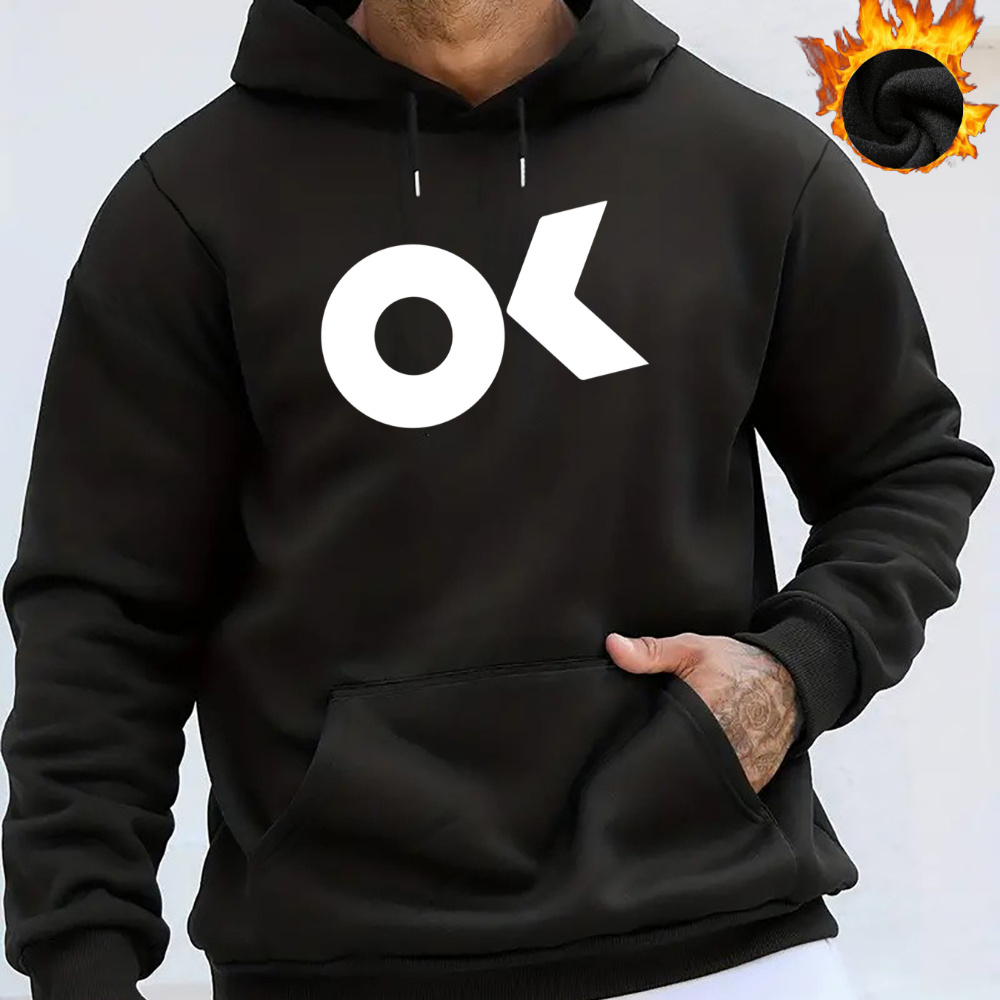 

Fleece-lined Ok - Pullover Sweatshirt For Fall & , Washable