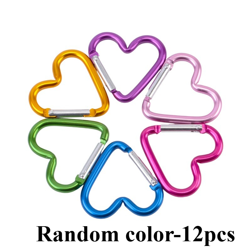 TEMU 12 moschettoni colorati a forma di cuore in di alluminio, ganci a molla per campeggio , ciclismo, viaggi con , appendini per bottiglie , adatti