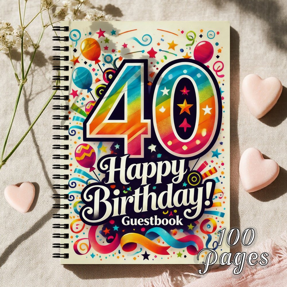 TEMU 'or pour invités du 40e anniversaire, 1 pièce, à reliure spirale - Page à l'échelle pour nom/signature, convient pour des 40 ans, livre de