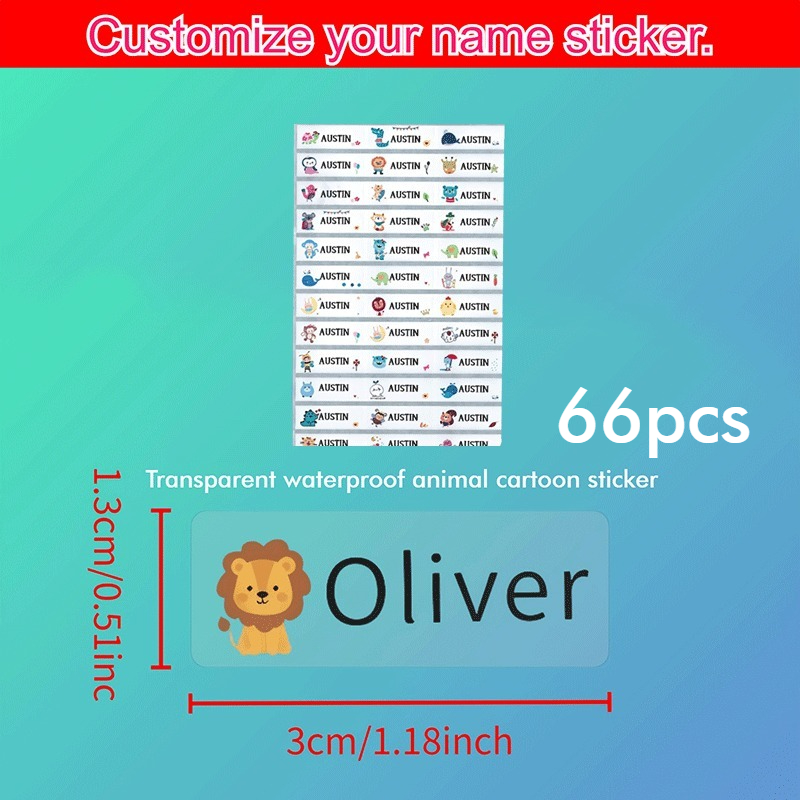 Image of 36-1008pcs Customized Name Stickers | Durable Tear-resistant Labels, Easy To Apply/remove, No Residue, Ideal For Bottles, Notebooks, Home And Office, Animal Stickers, Use