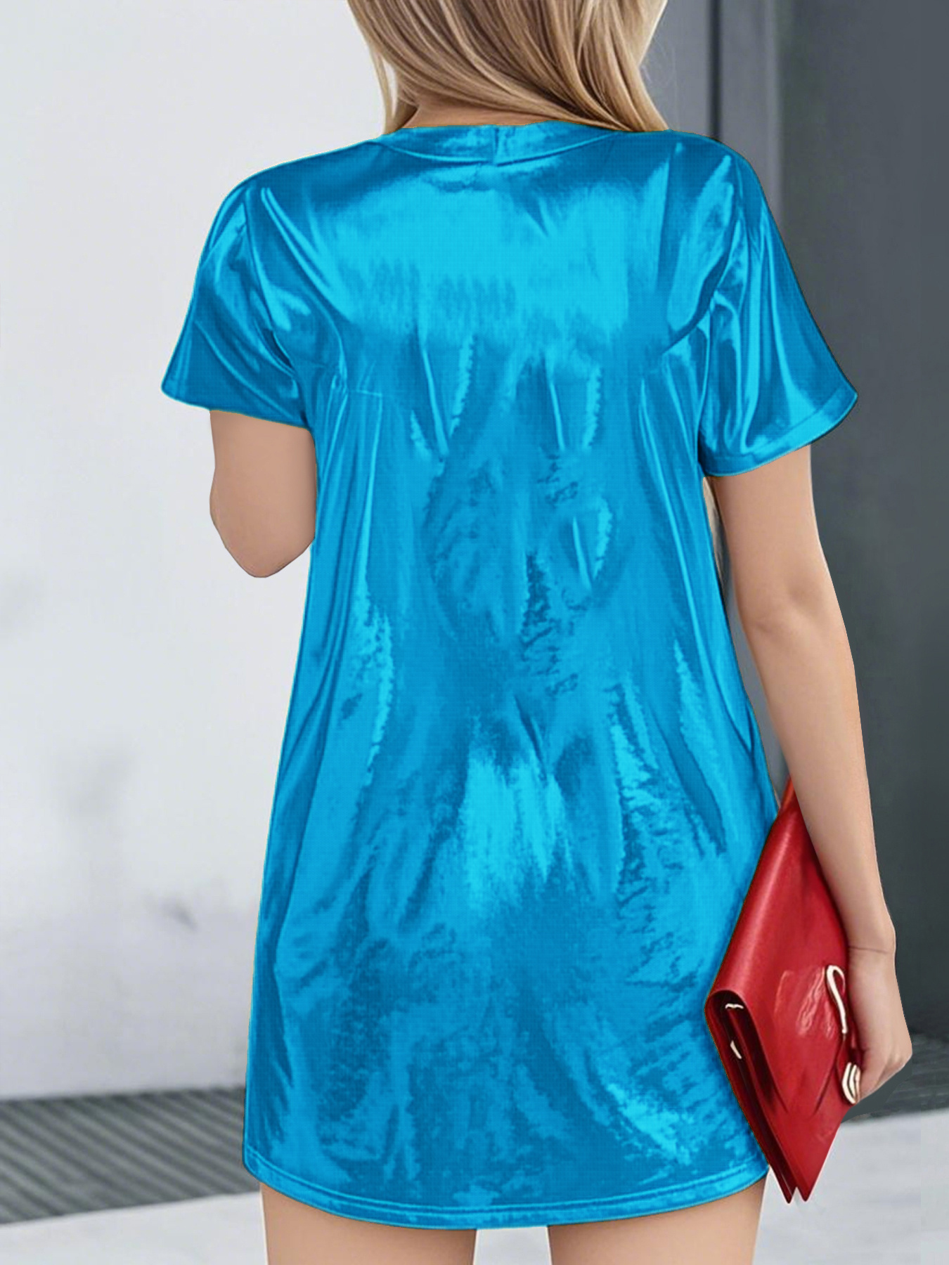 open lace back dress Ava & Yelly Sequin T-Shirt Bow Back - Red main image 0